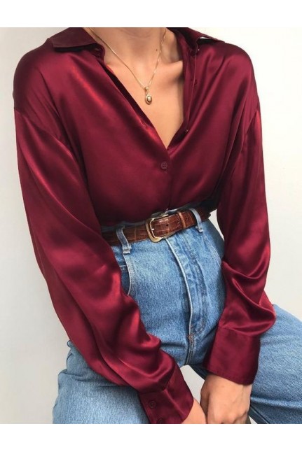 Red Color Satin Shirt
