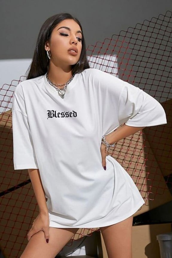 Blessed white oversized tee