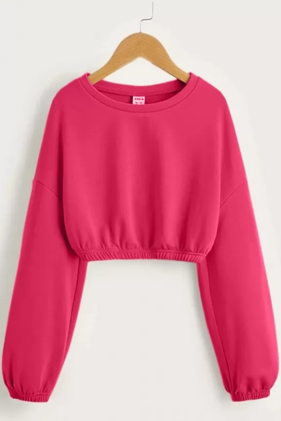 Raspberry elastic crop sweatshirt