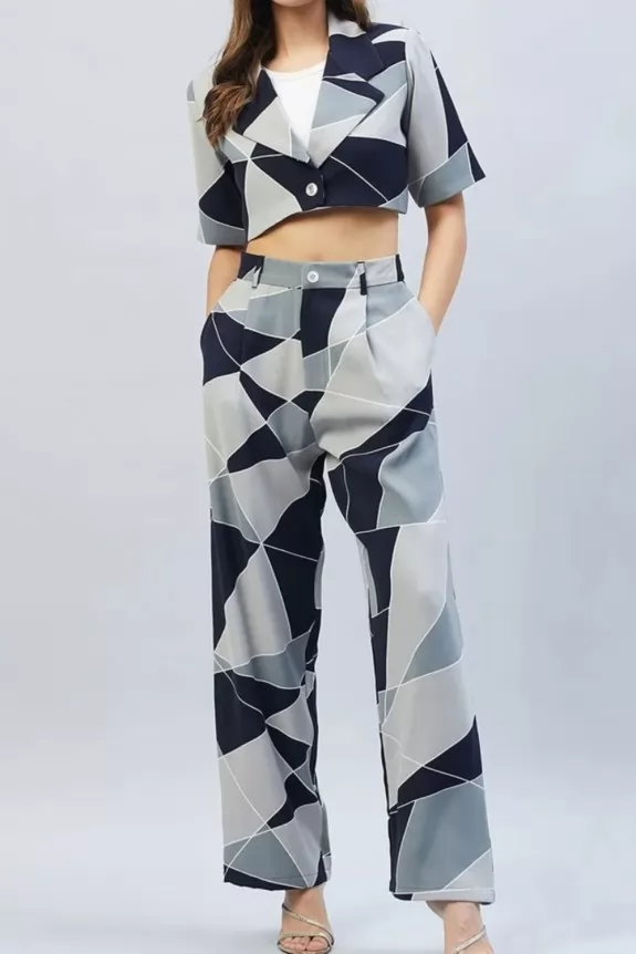 Amazon.com: CHARMMODE Women's Suit Set Solid Single Button Crop Blazer and  Slant Pocket Suit Pants Women's Suit Set Formal (Color : Cadet Blue, Size :  Large) : Clothing, Shoes & Jewelry