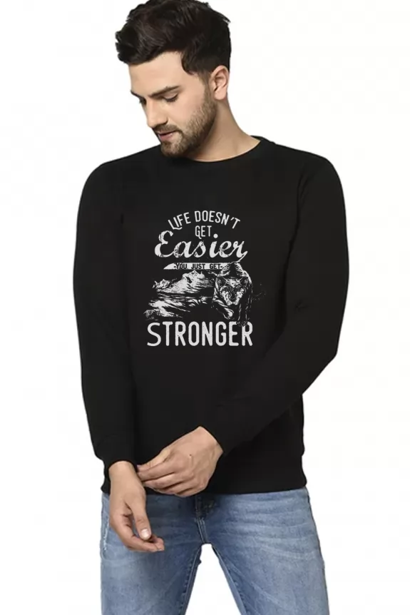 Stronger printed Black Sweatshirt