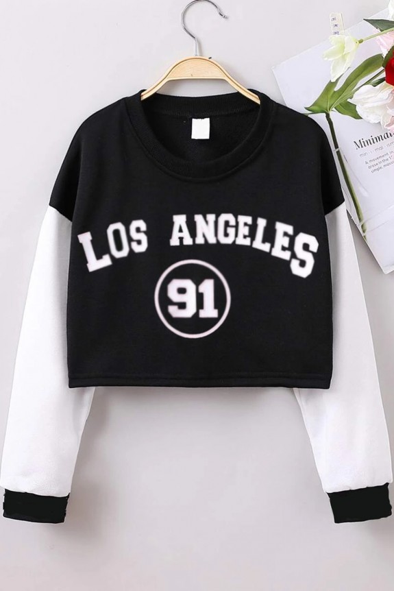 Los Angeles black & white crop sweatshirt