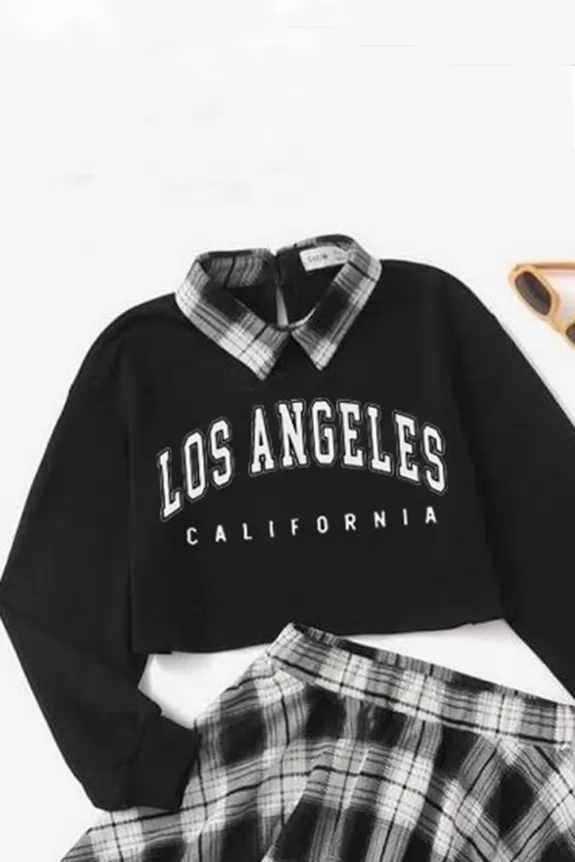 Los Angeles Checkered Collar Sweatshirt