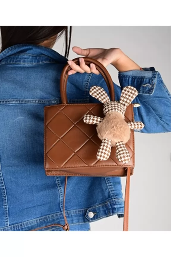 Brown Quilted teddy detail bag