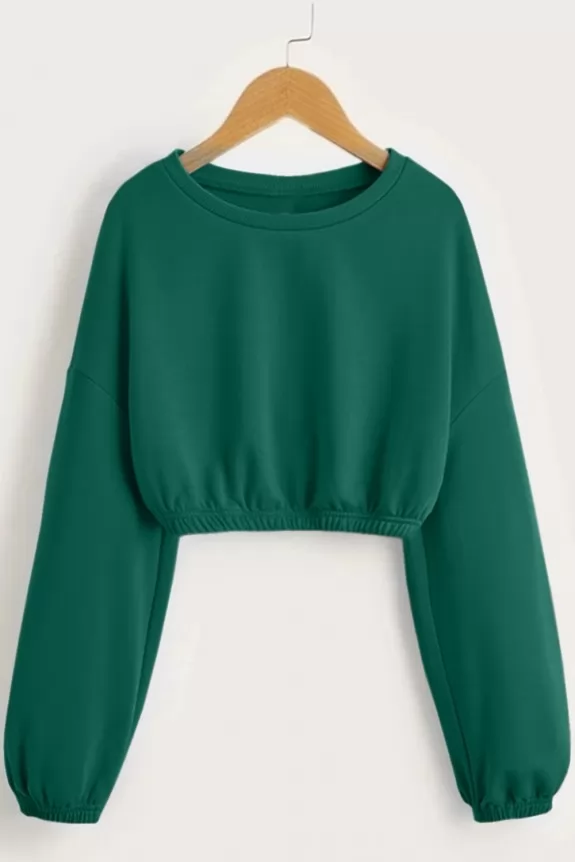 Evergreen crop elastic sweatshirt