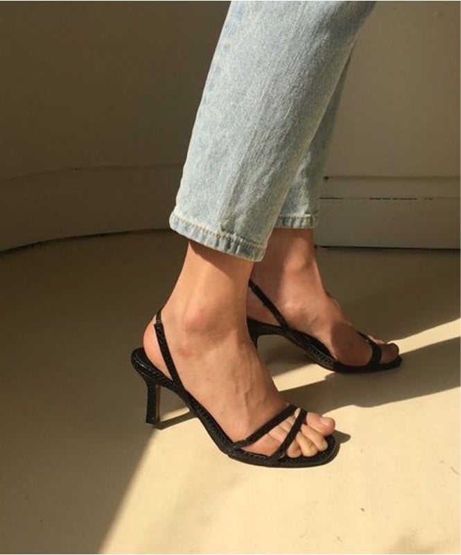 The minimal black strap heels