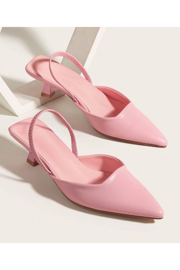 Pink pointed sling heel