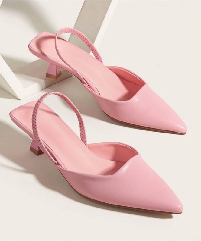 Pink pointed sling heel