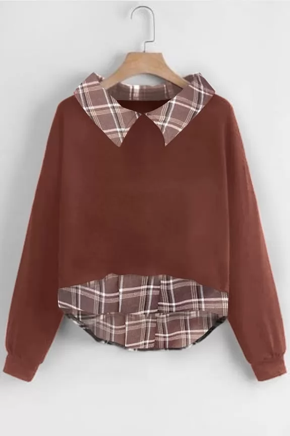 Cinnamon Brown Winter fleece designed black sweatshirt