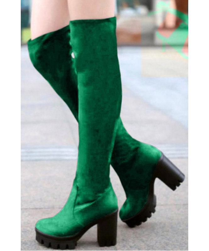 Chic green chunk boot
