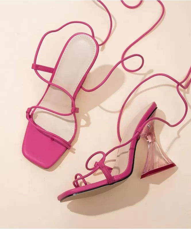 Pink Tie up strap heels