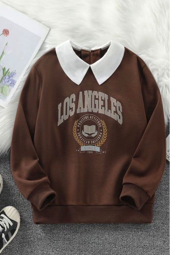 Los Angeles Collared Neckline Sweatshirt