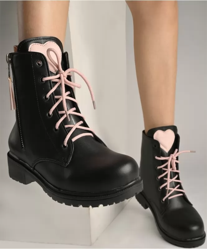 The pink heart ankle boots