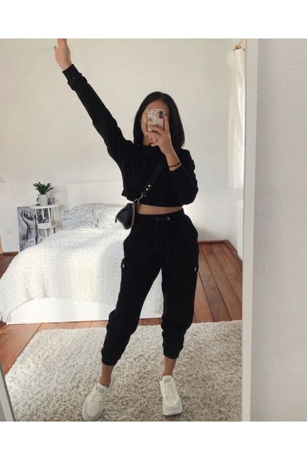 Black Crop Top With Joggers