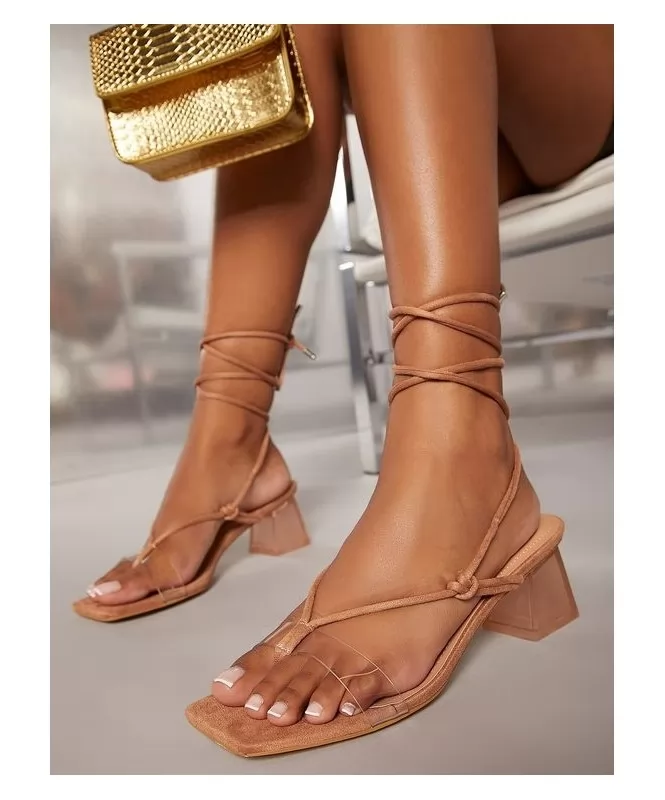 Brown tie up heels