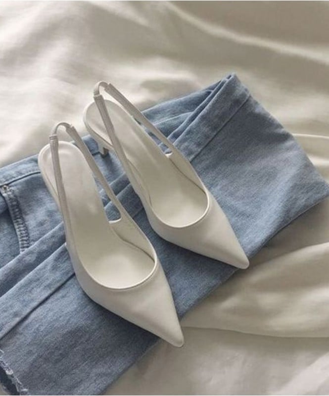 White pointed elegant heel