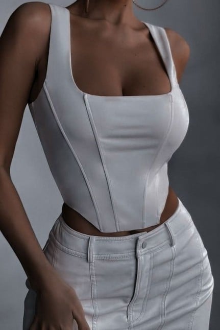 Solid White Corset Styled Top