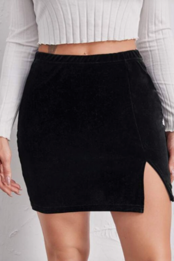 Velvet Slit Skirt