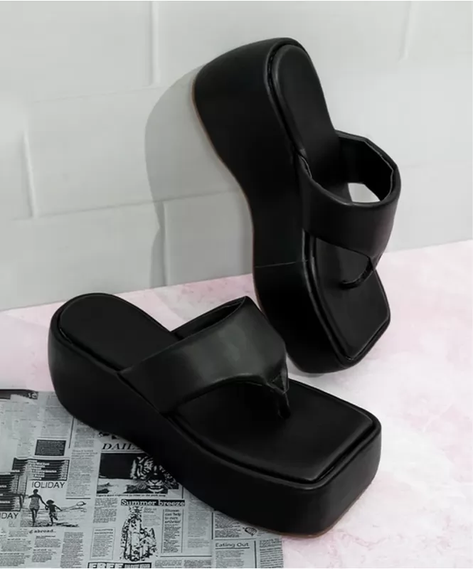 Black chunky wedges 