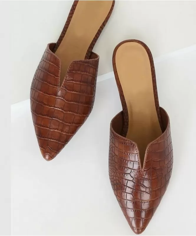 The chic brown croco mules