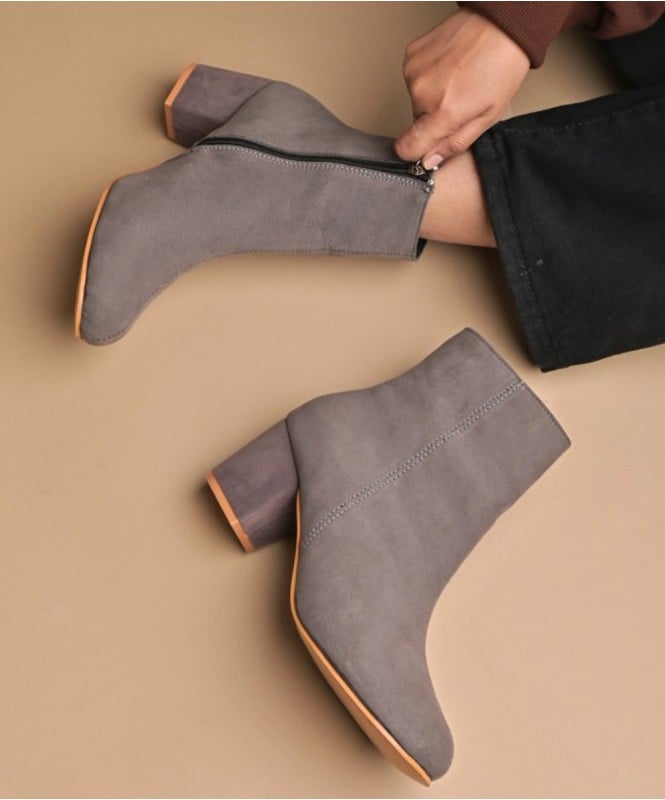 Grey suede ankle boots