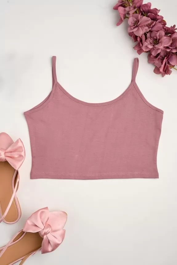 Dusty Pink Neck Tank Top