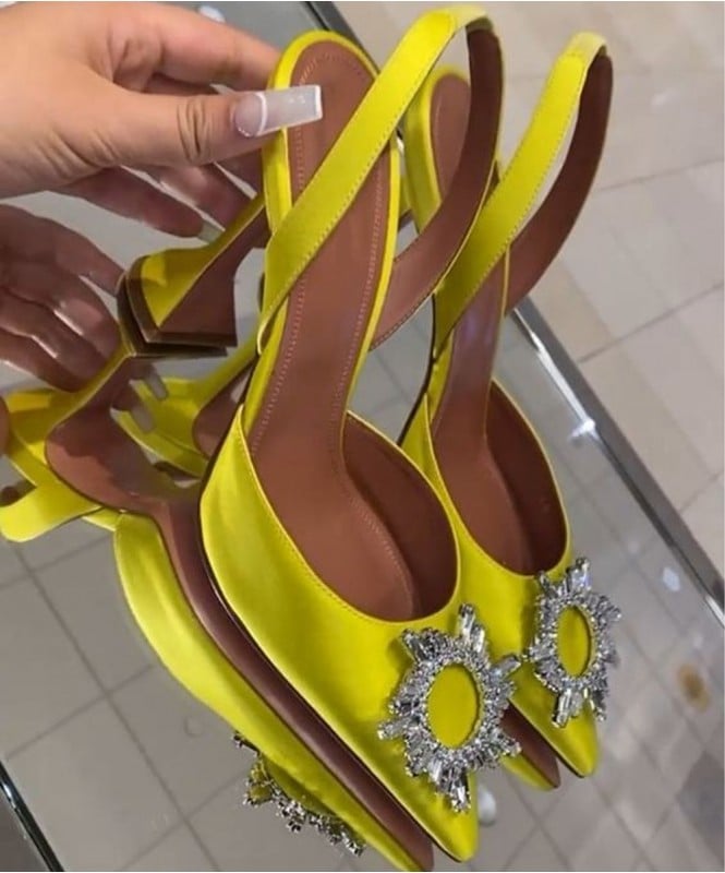 The yellow mellow rhinestone heels