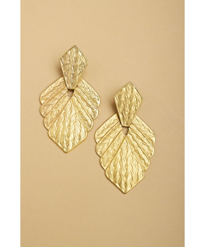 Gold tone leaf earrings