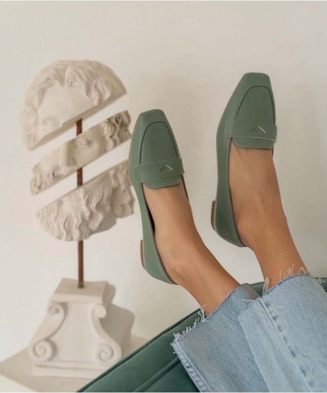 Mint green loafers