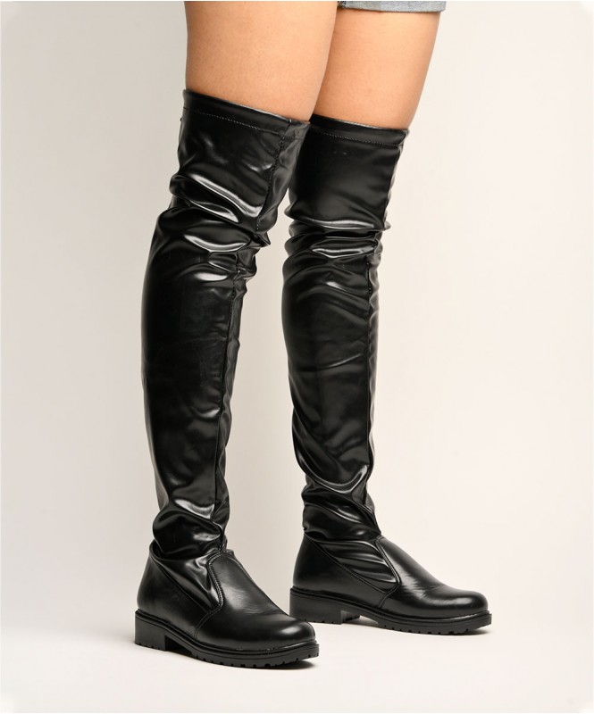 Over the knee black softy boots