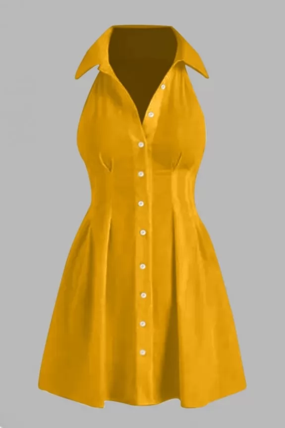 Yellow Collar Shirt Dress