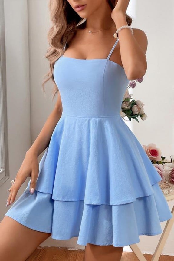 Biscay Blue Ruffled Layered Summer Dress