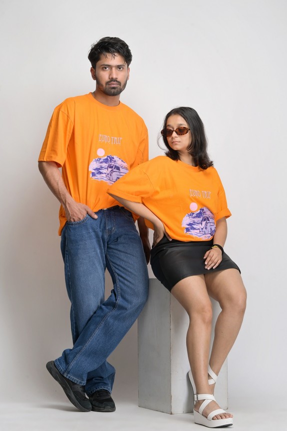 Summer Euro Trip Printed  1005 Cotton Oversized Tee