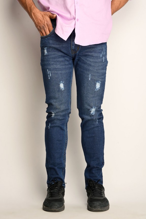 Dark blue ribbed skinny fit