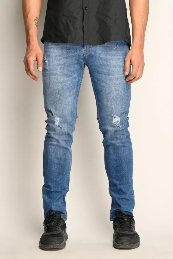 Mens blue rib jeans