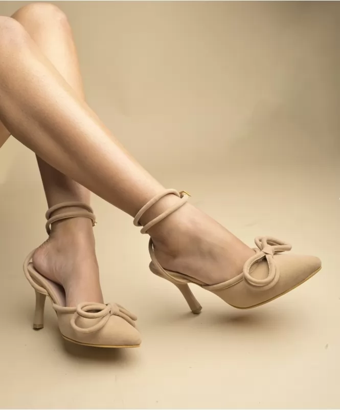 The chic bow beige Heels 