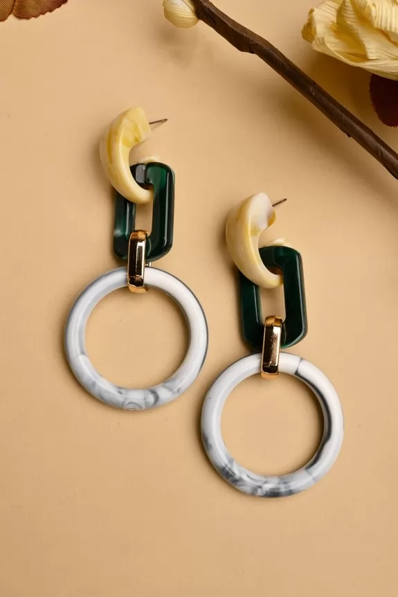 Marble effect interlocked earrings