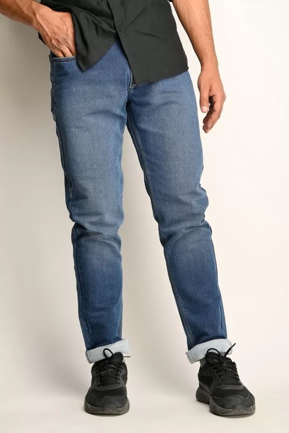 Mens blue straight jeans