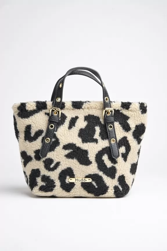 Leopard print fur bag with sling