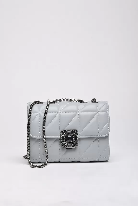 Quilted grey sling bag