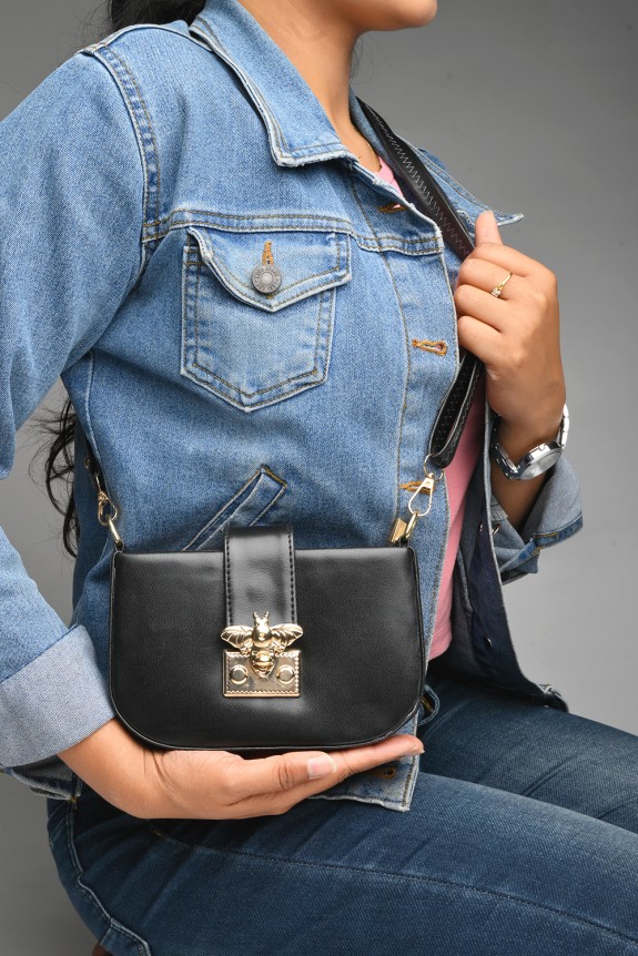Pretty mini black bag with sling