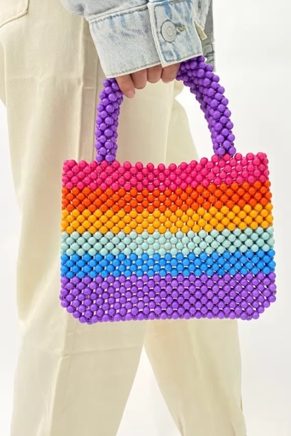 Rainbow Pride beaded bag