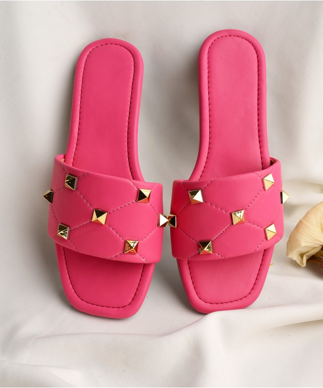 Hot pink studded flat
