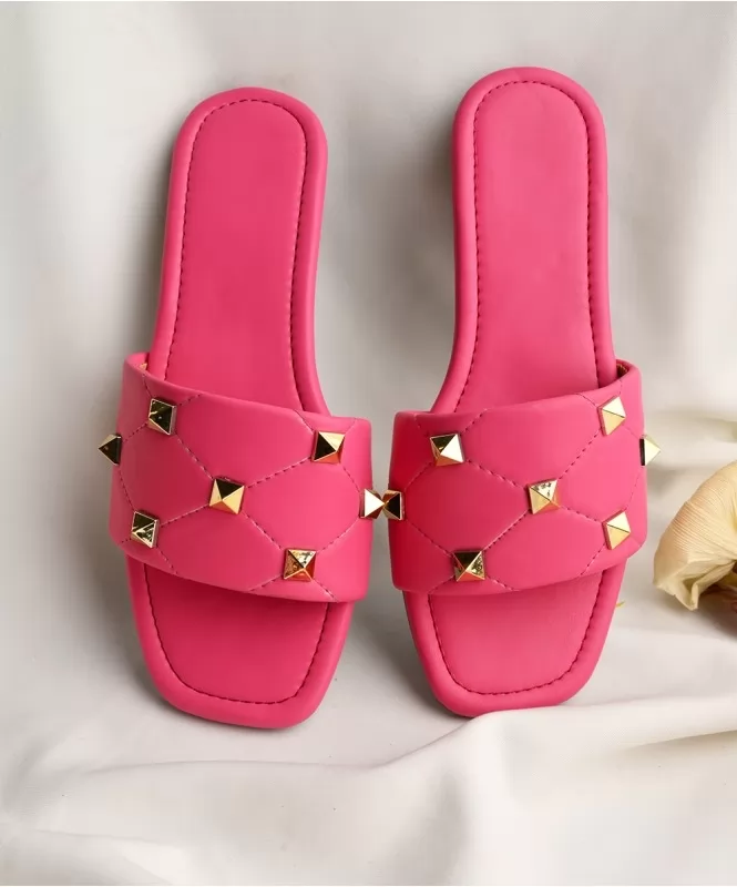 Hot pink studded flat