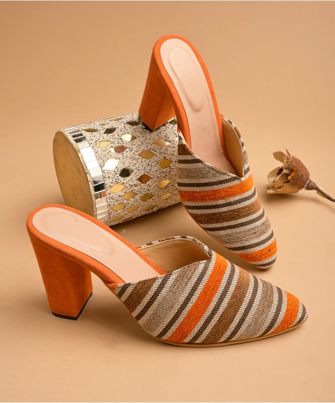 Orange Strip heels  