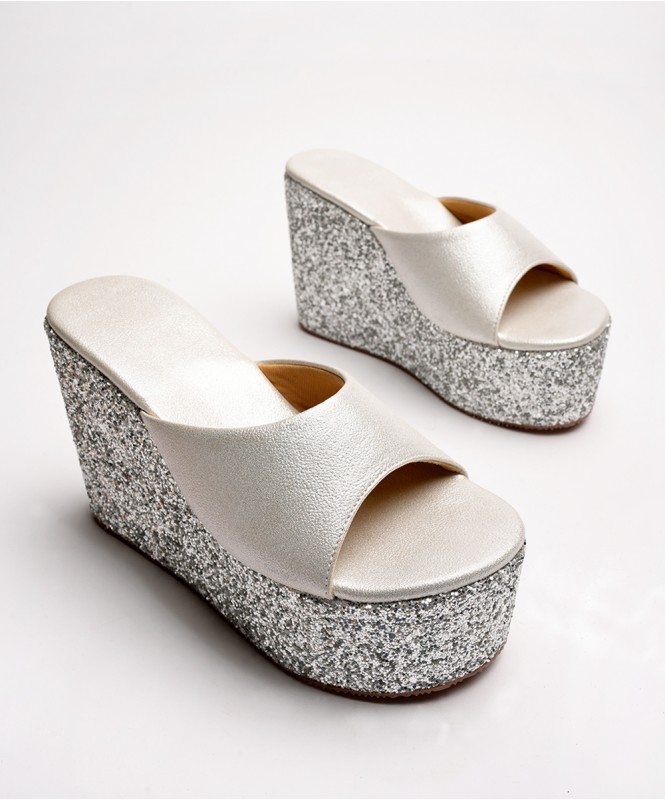 Glitter shop platform wedges