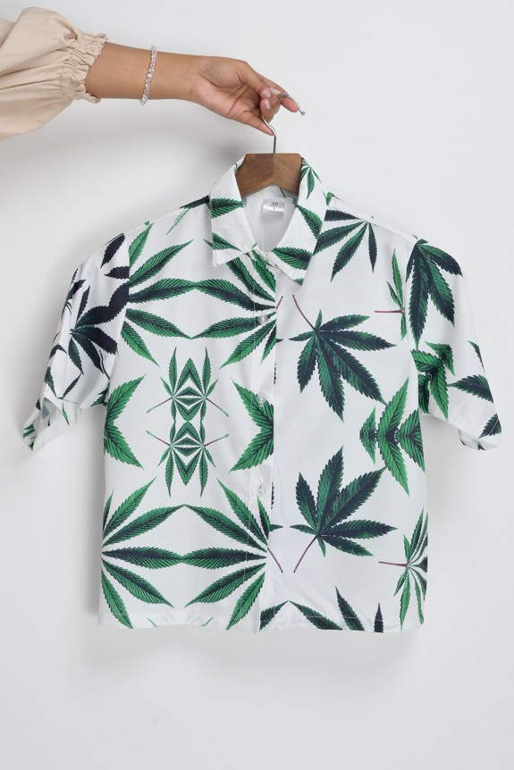 Tropical Leaves crop shirt