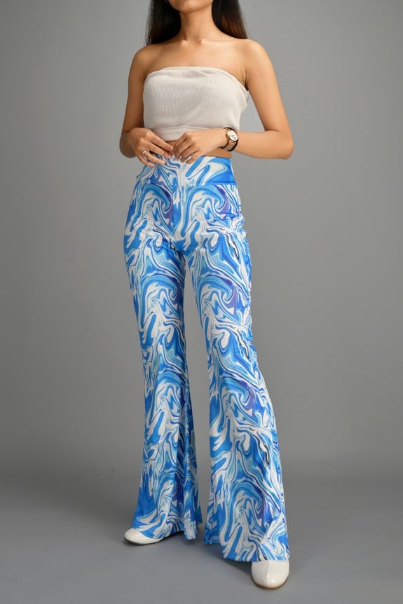 Flared Marble Print Trouser