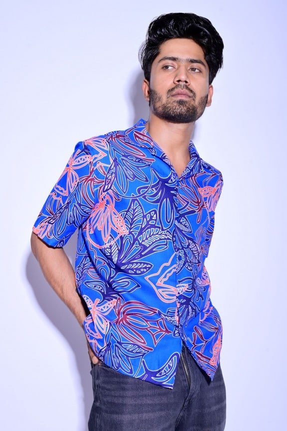 Multicolor floral printed mens shirt