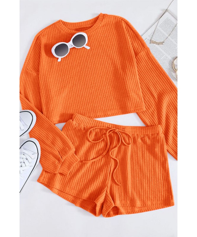 Set of 2-Orange Drawstring shorts Two- Piece Outfit